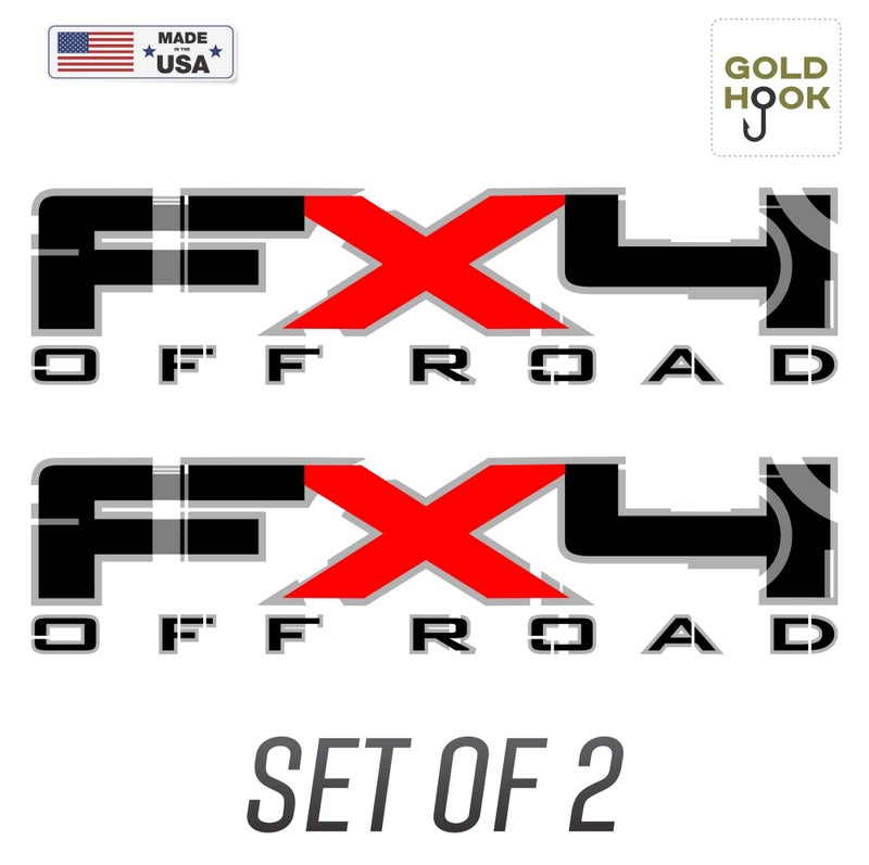 GOLD HOOK FX4 Red Decal Bedside Pearl Compatible with Ford F-150 2009 2010 2011 (Die-Cut (Peel & Stick)) - Image 1